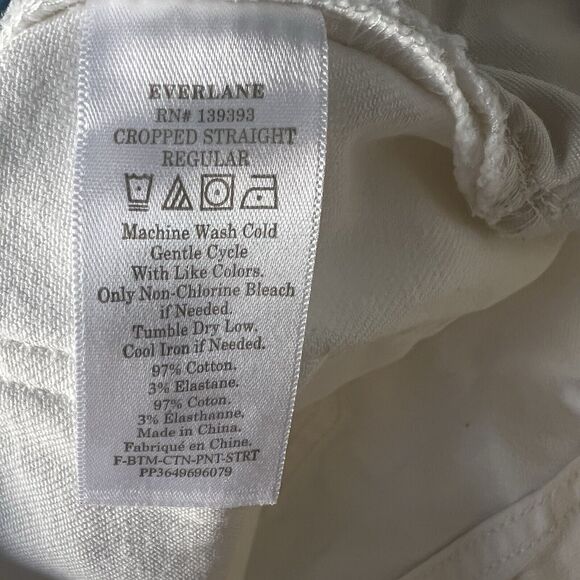 Everlane Cropped Straight Pants Bone White Size 2 New Womens Denim Preppy Office - Picture 6 of 7